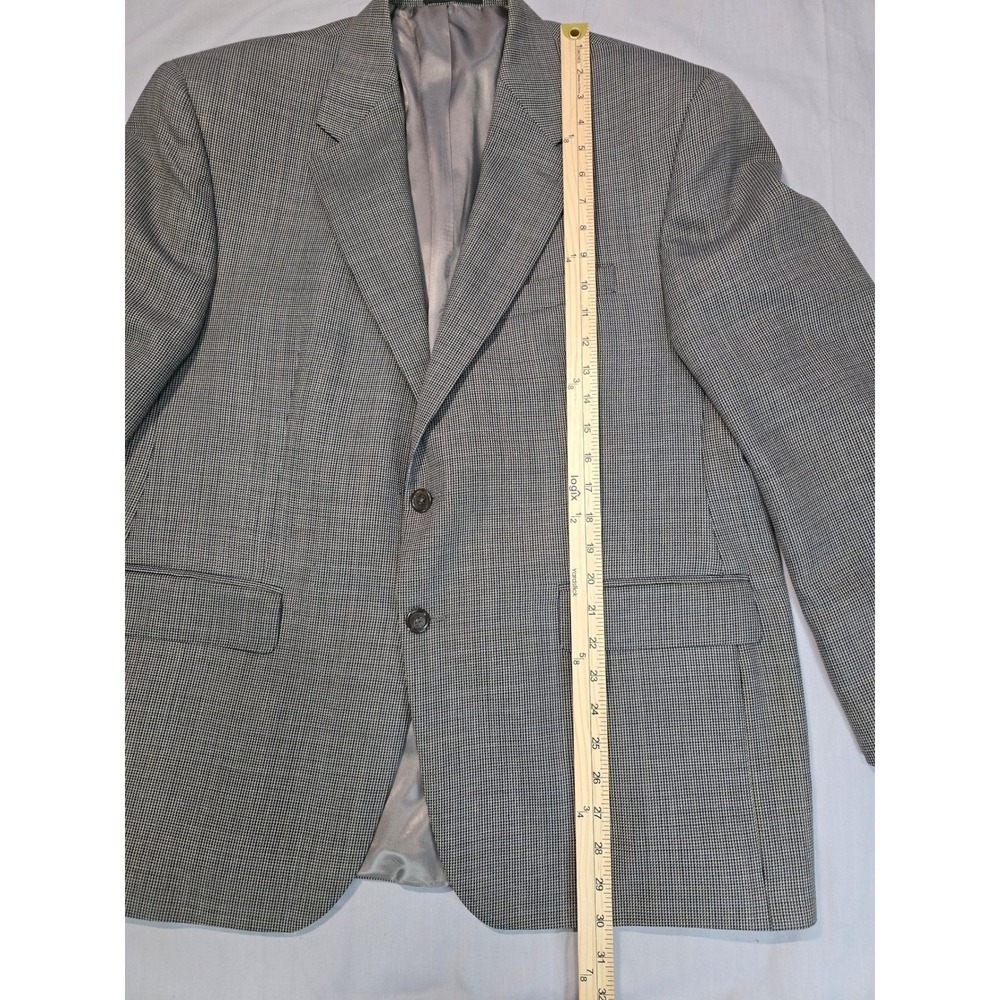 100% Wool IZOD Mens 44S Gray Houndstooth Blazer Sport Coat Classic 2 Button suit - Picture 10 of 16